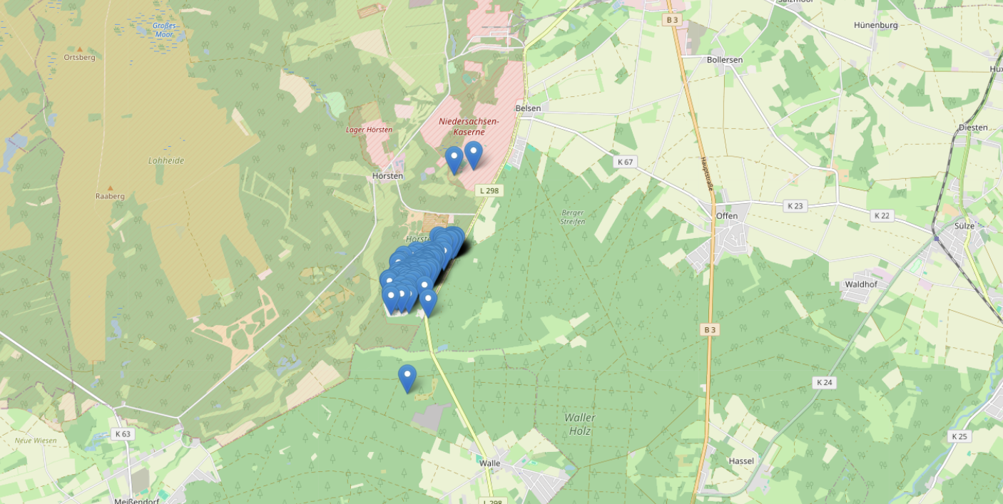 Geospatial vector data around Bergen-Belsen in Qdrant